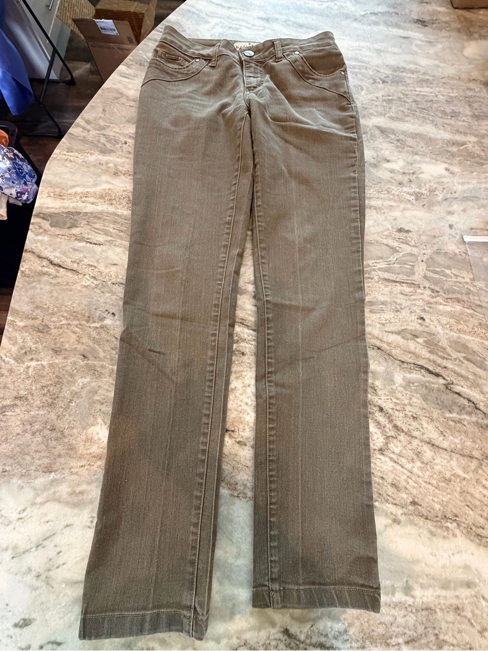 Beija Flor Olive Stretch Jeans Size 4 Slim Straight Brazilian Denim